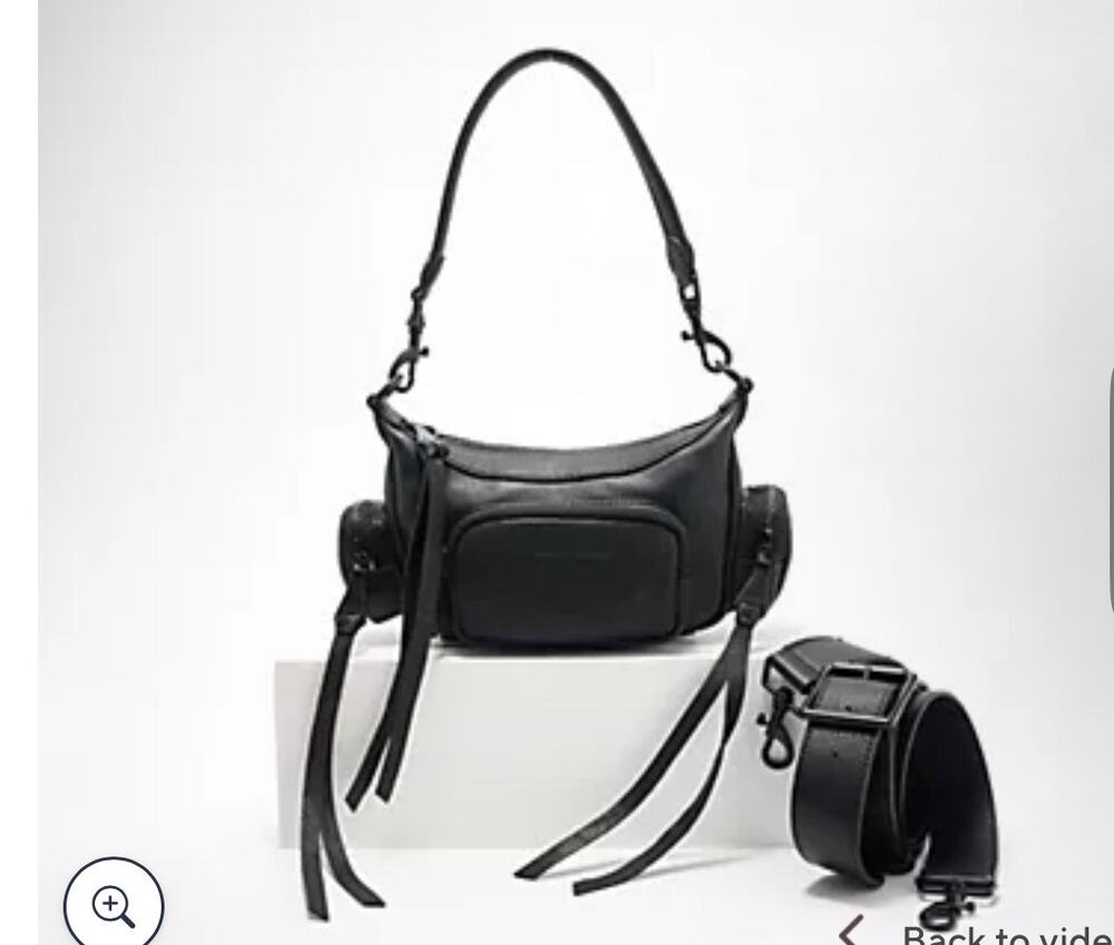 Aimee Kestenberg “Away we go” Black Leather Mini Crossbody New